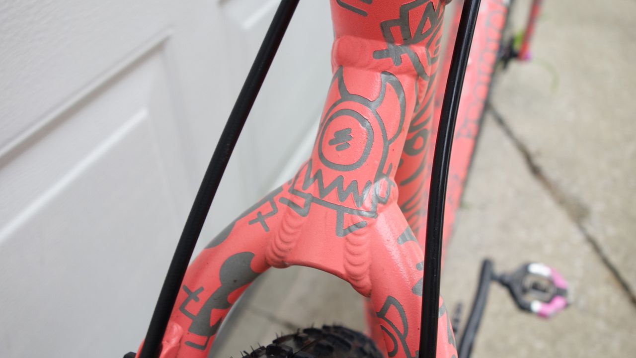 Welds are prominent on the aluminium frame