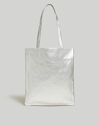 The Magazine Tote Bag in Metallic Leather