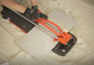cutting tile with tool