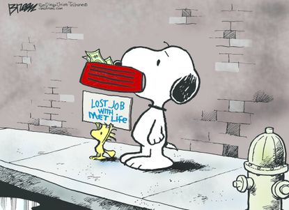 Editorial cartoon U.S. MetLife Snoopy fired