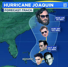 Hurricane Joaquin forecast starring Joaquin Phoenix.