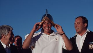 Phil Mickelson celebrates his Northern Telecom Open victory in 1991