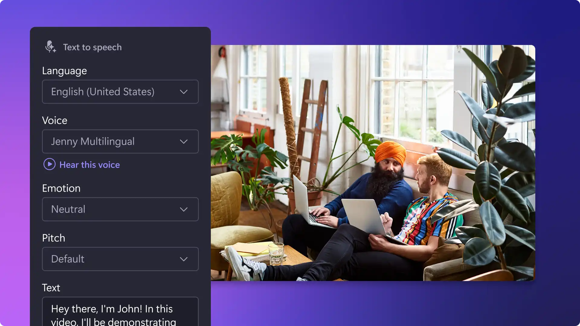 Clipchamp text to speech