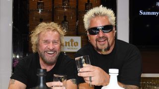 Sammy Hagar and Guy Fieri at the launch of Santo Spirits in 2019