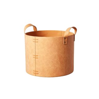 Faux Leather Storage Bin Camel Brown