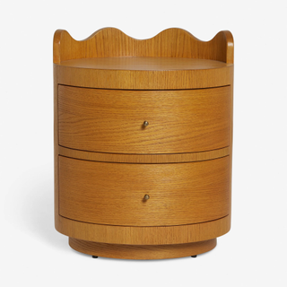 cylindrical wooden bedside table/nightstand