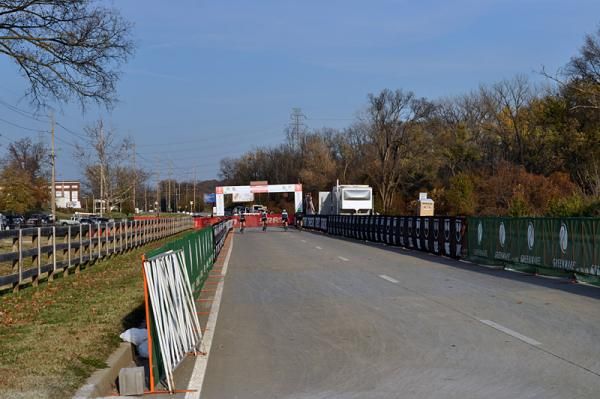 It's a short sprint to the finish line after transitioning from grass to asphalt at the end of the lap.