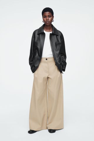 Wide-Leg Cotton Trousers