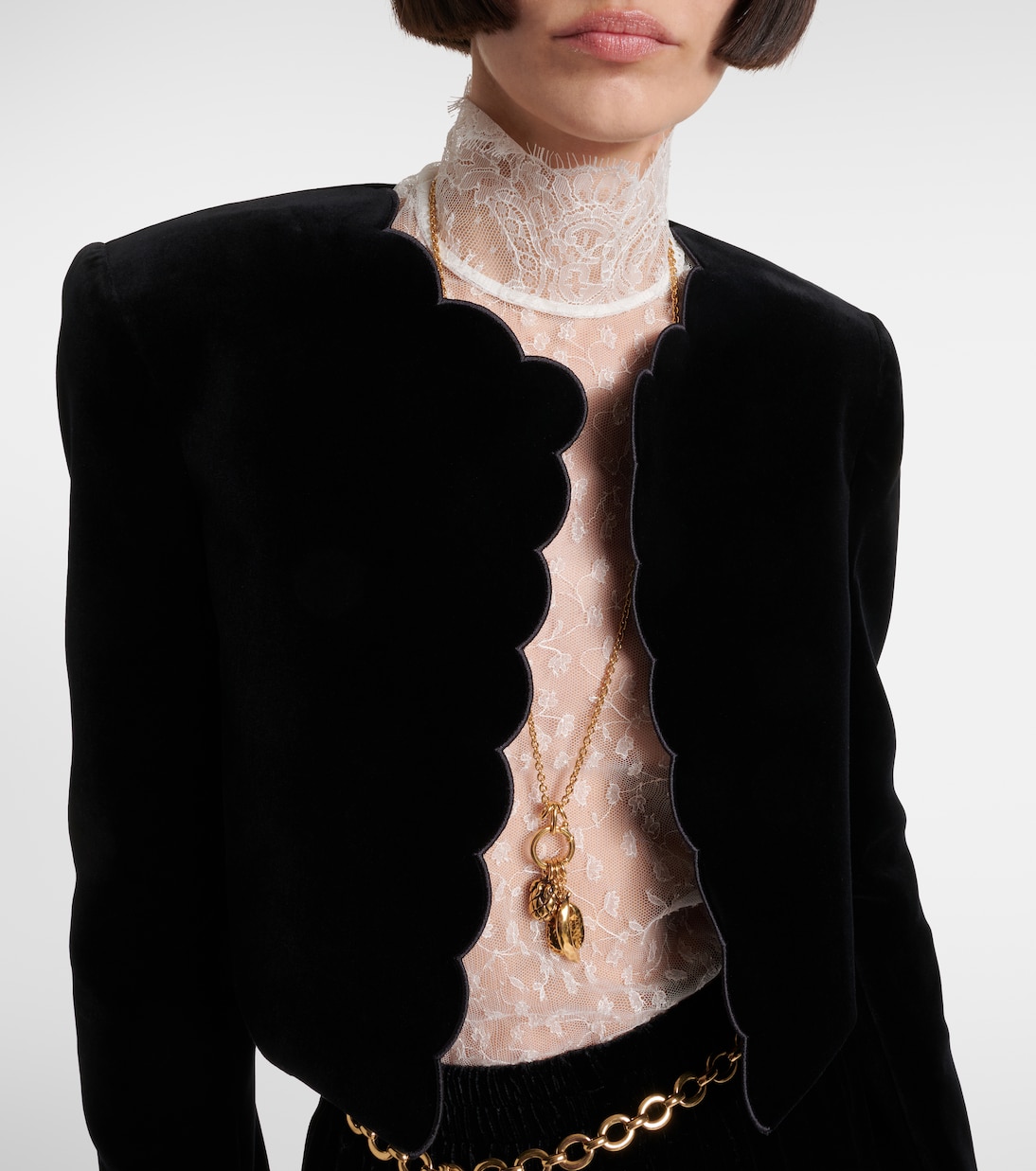 Spencer Scalloped Cotton Velvet Jacket