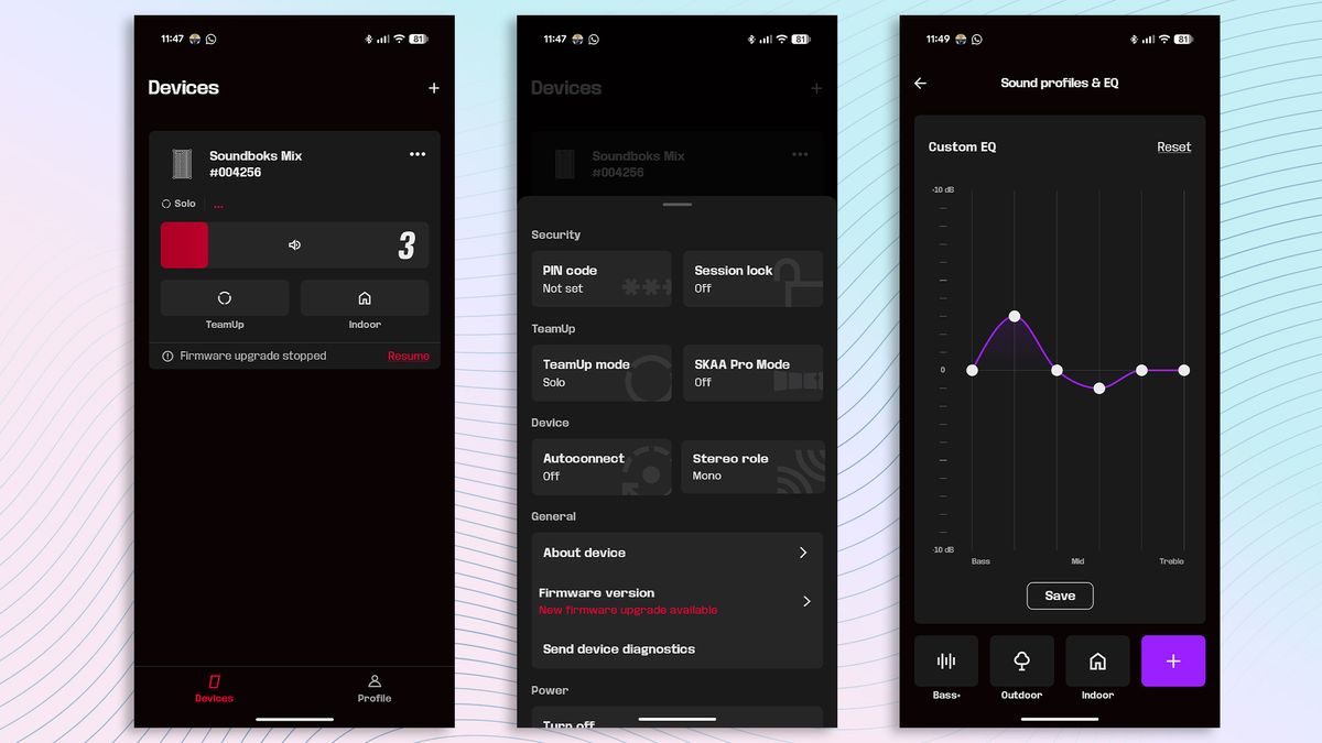 Soundboks mobile app screenshots