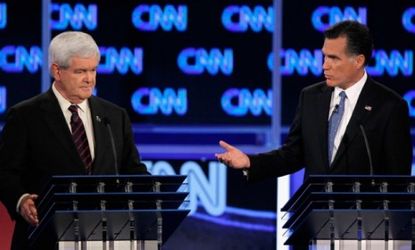 Mitt Romney won the crowd at Thursday night's Florida debate when he demanded an apology from Newt Gingrich for a campaign ad that Mitt labeled "repulsive."