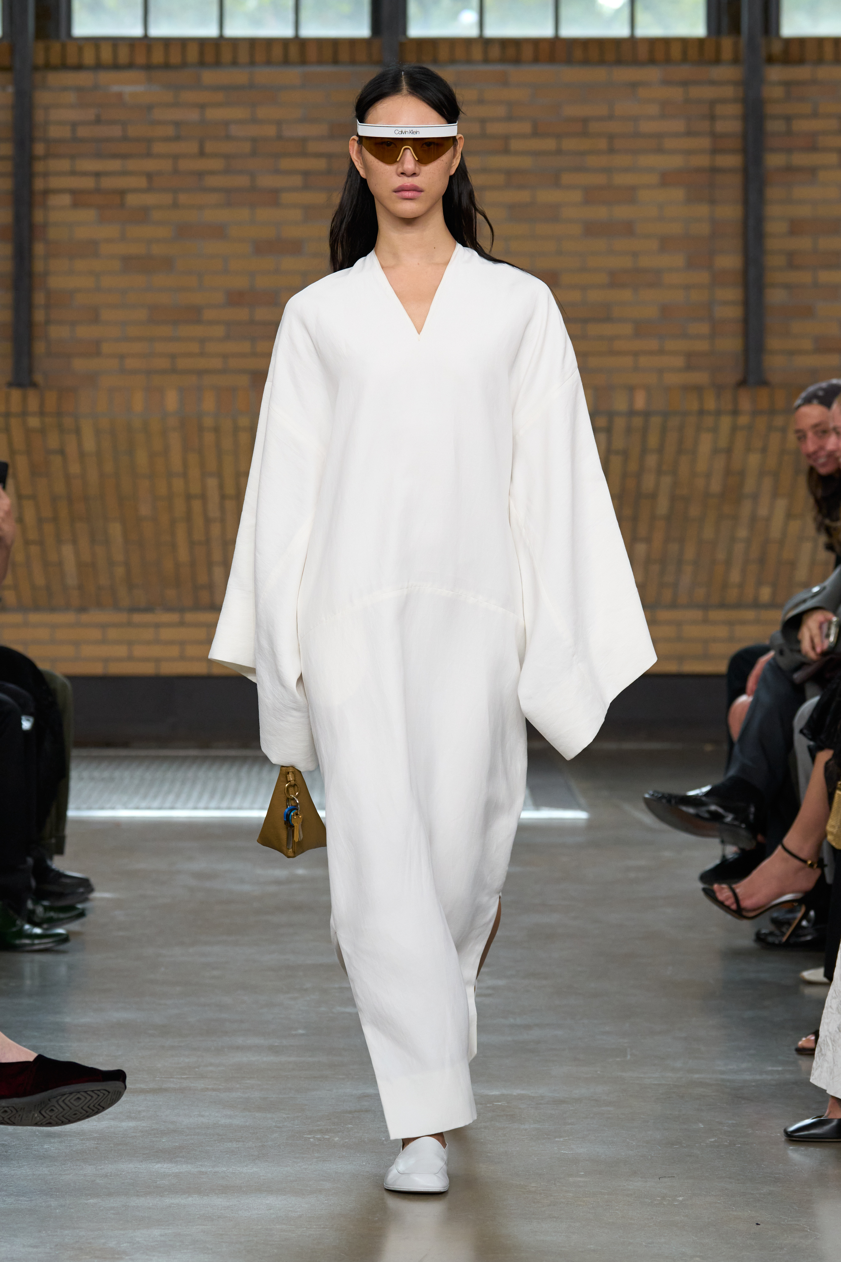 Model walking the calvin klein s/s 26 runway show.