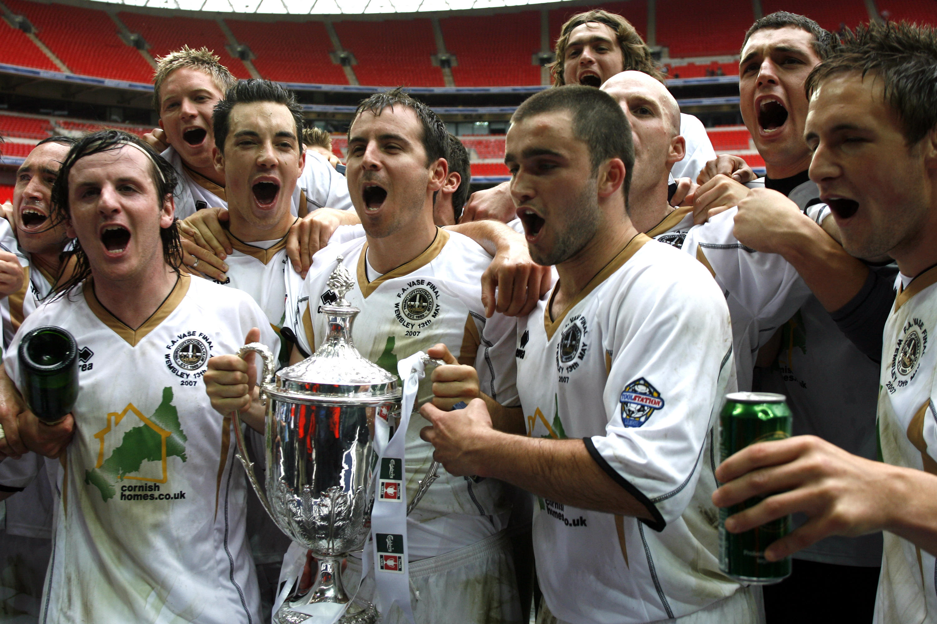 Truro City players celebrate after winning the 2007 FA Vase final at Wembley