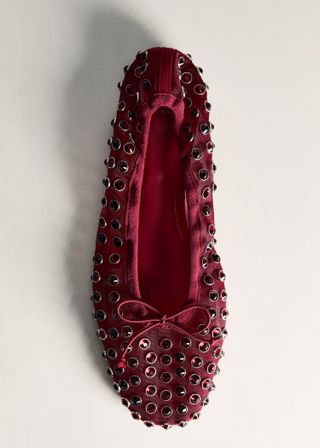 Studded Mesh Ballerina Shoes - Women | Mango Usa