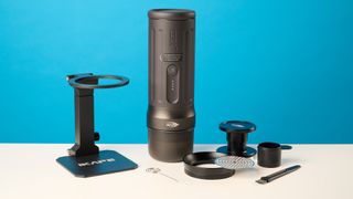 the ikape kapo k2 pro portable coffee maker against a blue background