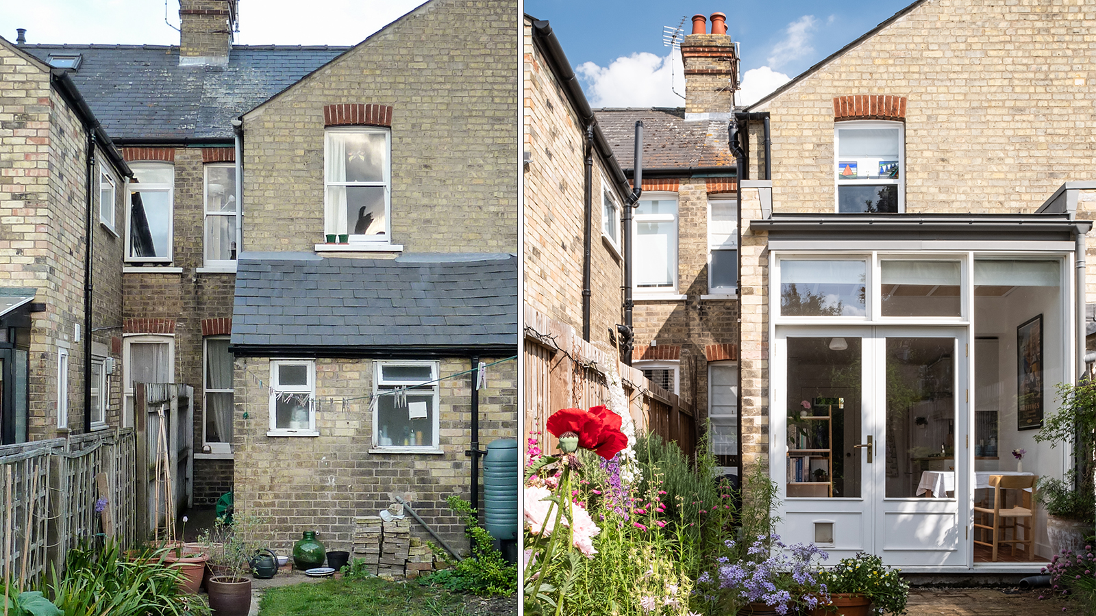 Before and after shot of a rear victorian terrace extension