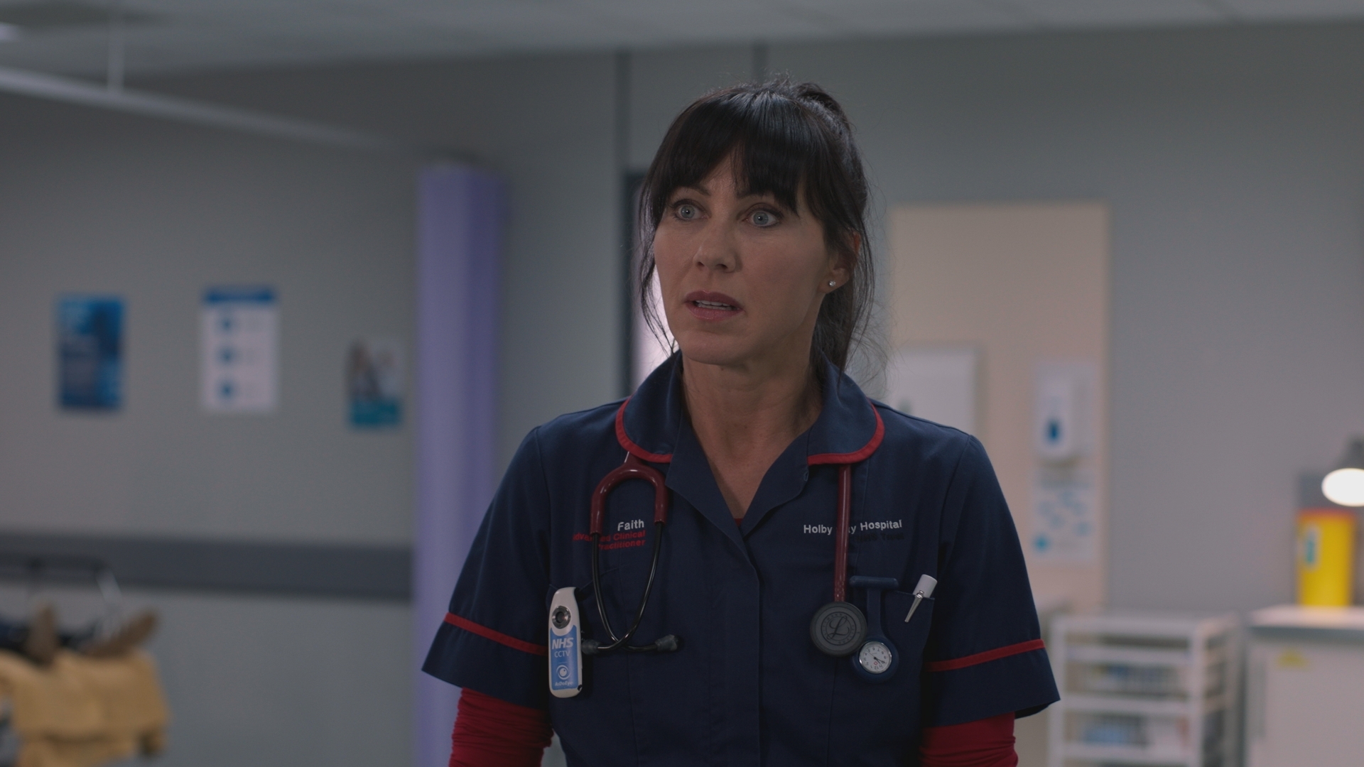 Faith Cadogan looking shaken at work.