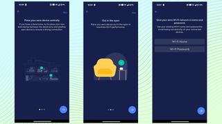 Screenshots showing the eero setup process