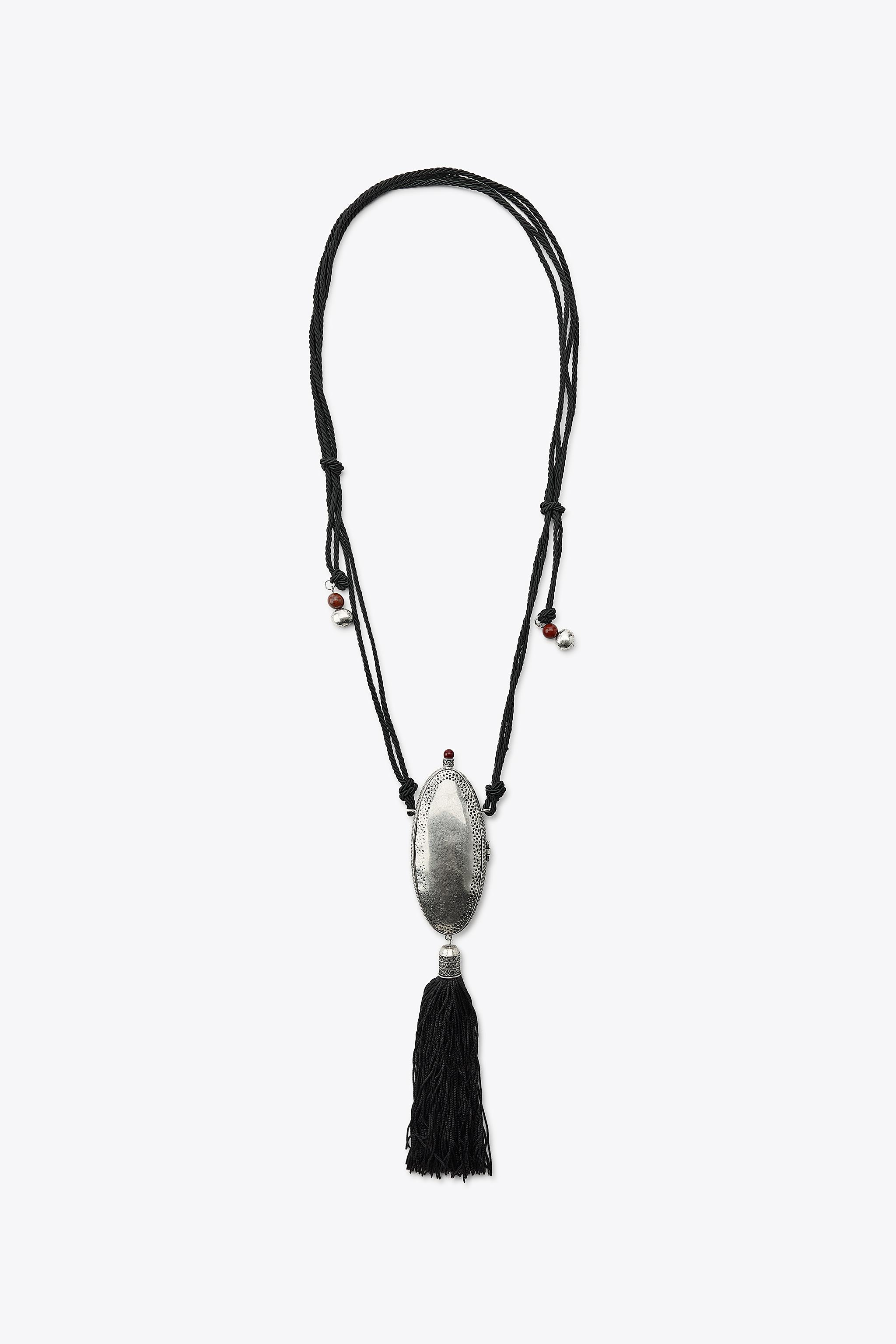 Cord Necklace With Stone Locket