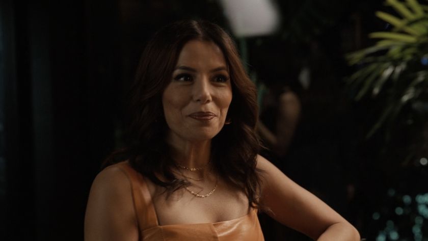 Eva smiling in the Season 4 premiere of Only Murders 