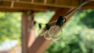 A string of outdoor patio lights