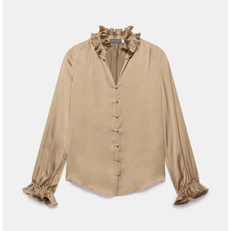 Mint Velvet , Gold Ruffle Detail Satin Blouse