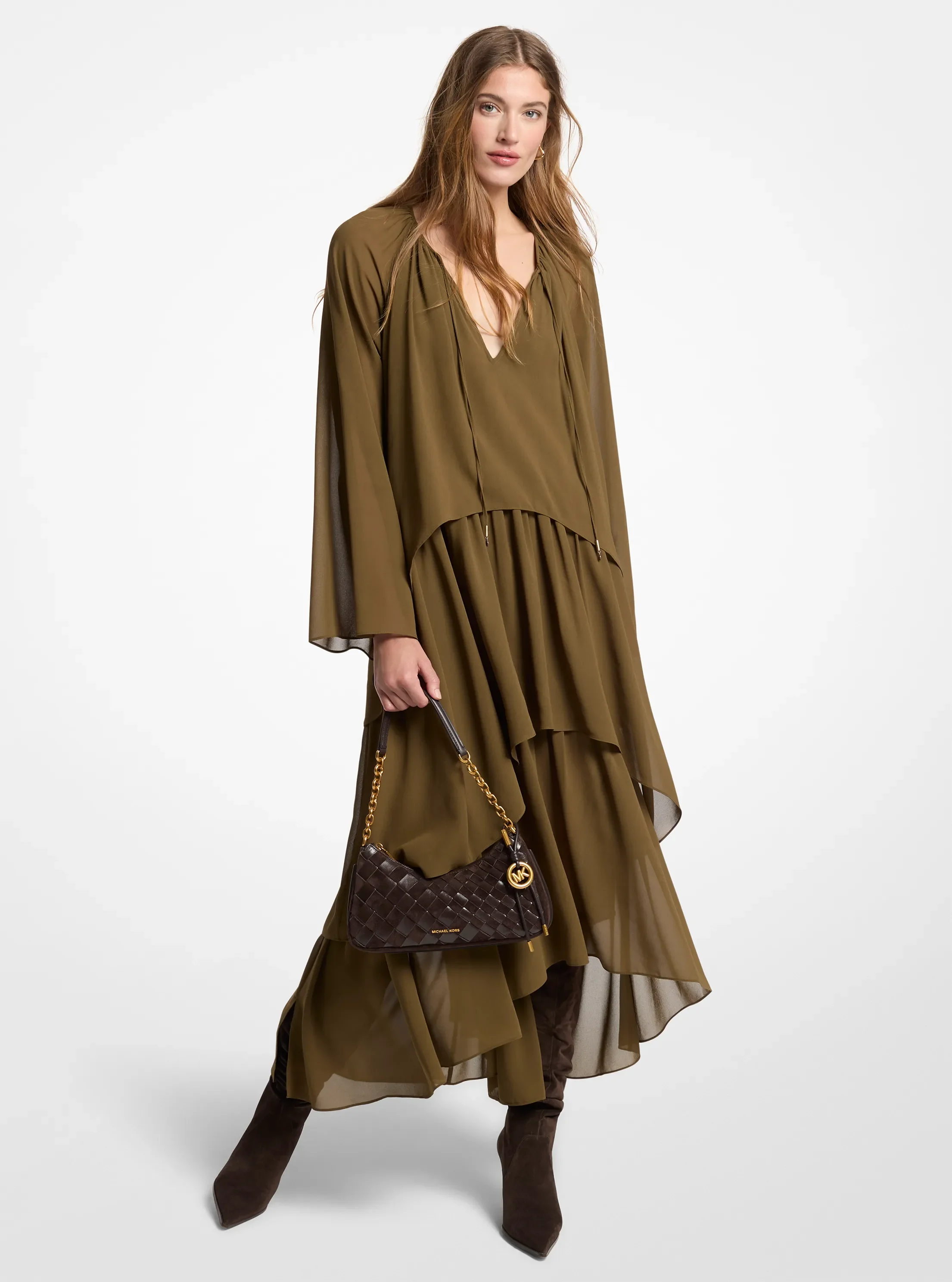 Michael Kors, Ruffled Georgette High-Low Maxi Dress