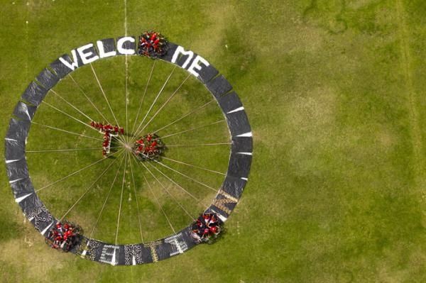 A welcome from the Roberston School children during stage 2