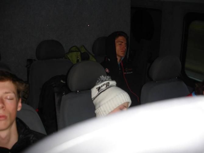 It is hard to stay awake for the ride home from the race. These guys were up early to make it out for their Junior race.