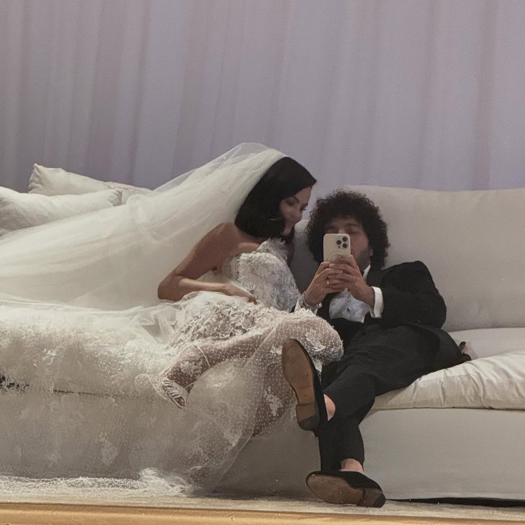 Selena Gomez swapped her wedding ceremony dress for a second, sheer lace gown during the reception
