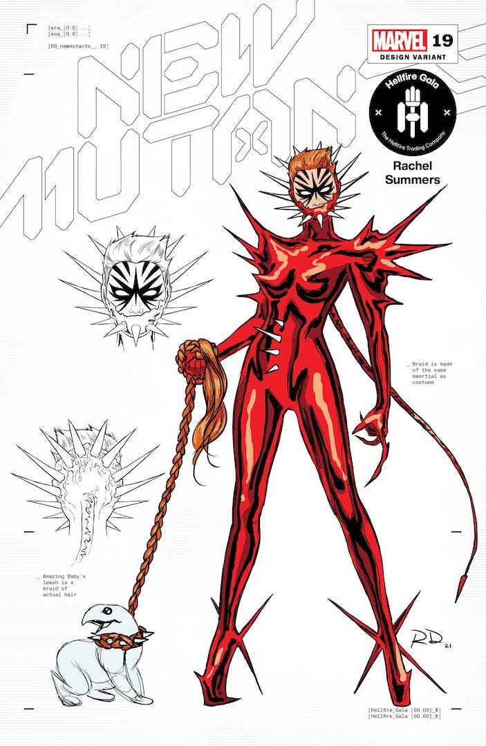 Hellfire Gala outfit designs by Russell Dauterman