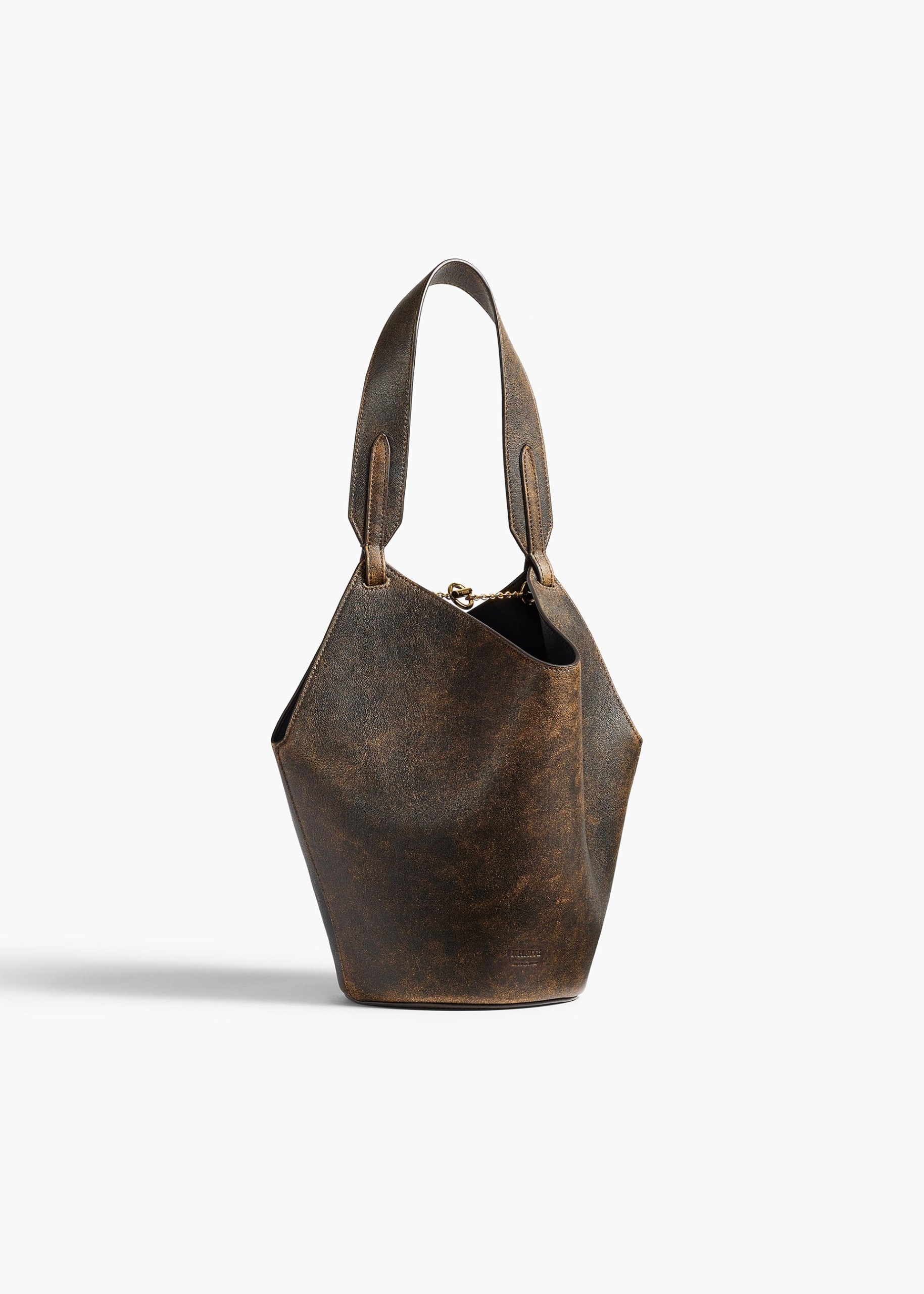 Mini Lotus Tote in Natural and Black Distressed Leather - O/s / Natural/black / 100%lambskin
