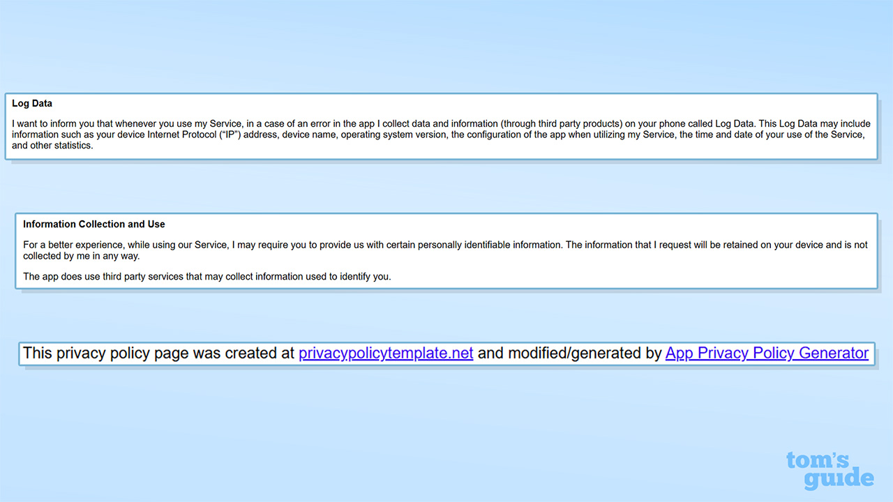 Screenshots of Karastm's privacy policy