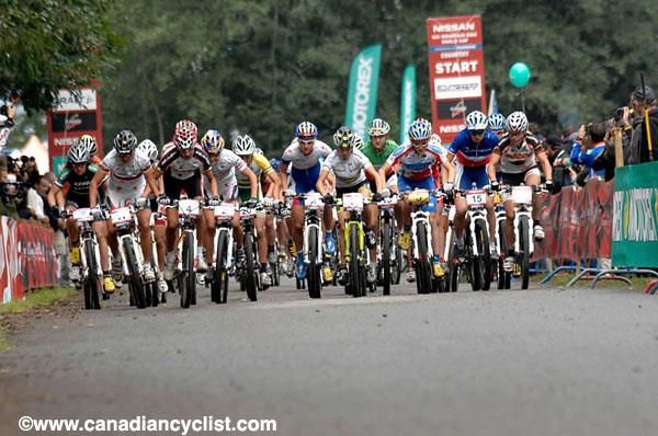 The five lap race began with sprint on pavement.