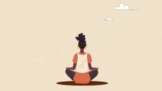 Mental health and wellbeing concept image showing a woman meditating.