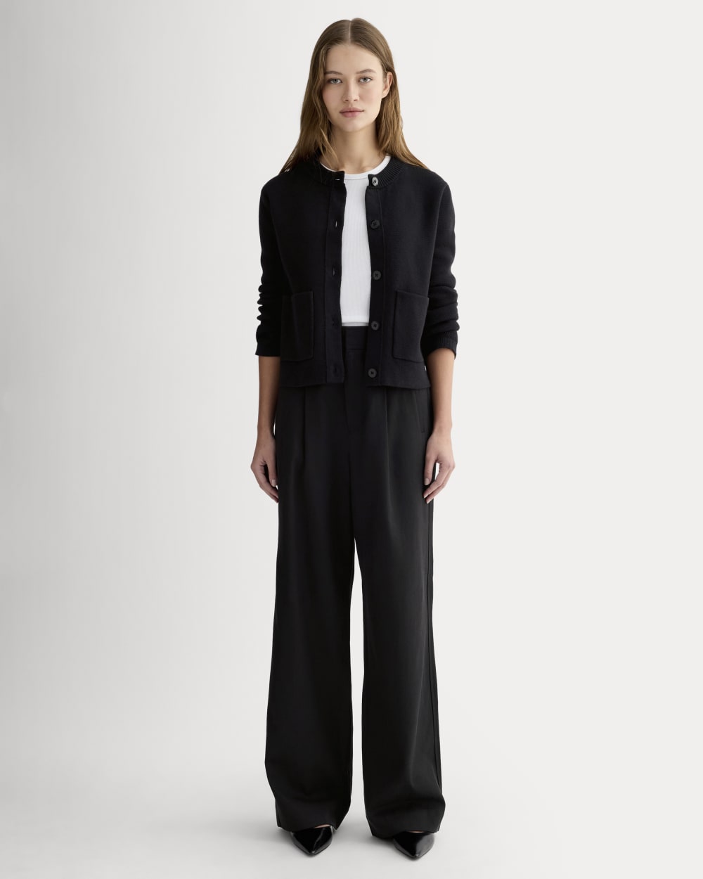 The Draper Pleated Pant in Buttersmooth | Black | 32&quot; Inseam - 00