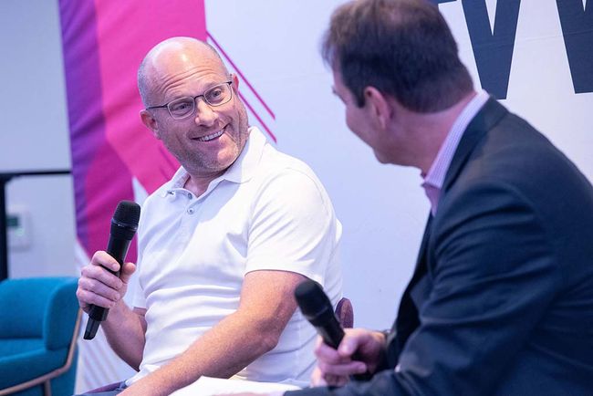 AMC Networks EVP, commercial sales and revenue operations Evan Adlman during a fireside chat with B+C Multichannel News senior content producer, business Jon Lafayette.