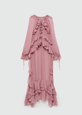 Semitransparent Chiffon Dress With Ruffles