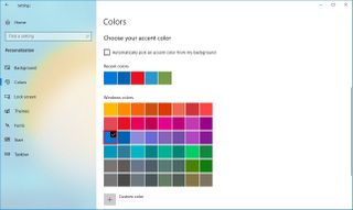 Windows 10 color accent settings