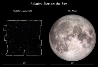 The new mosaic is one of the widest views ever taken of the universe, stretching almost the width of the full moon in Earth's sky.