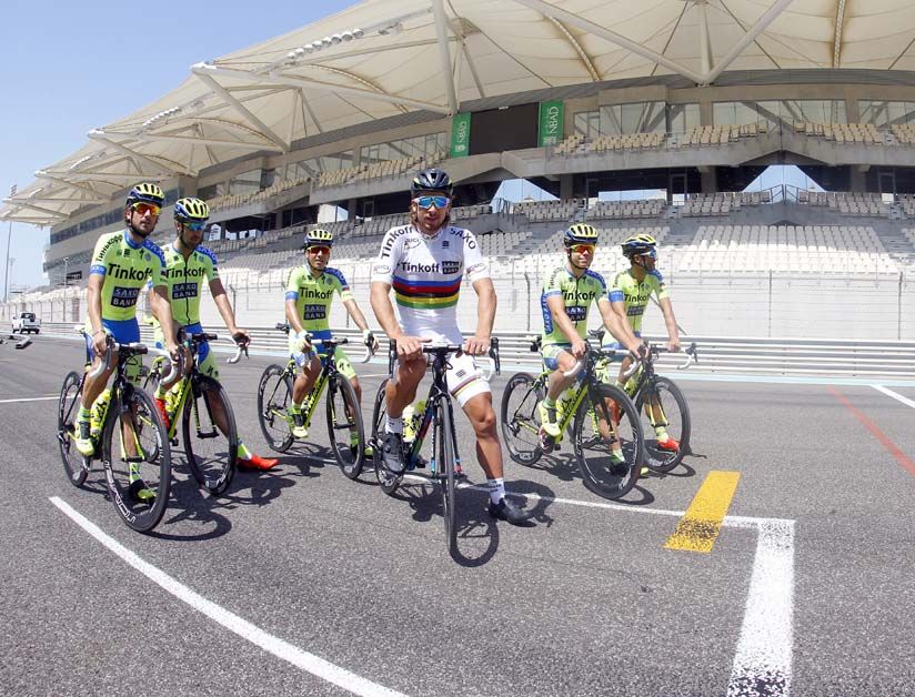 Peter Sagan gets ready to roll out with his Tinkoff-Saxo team