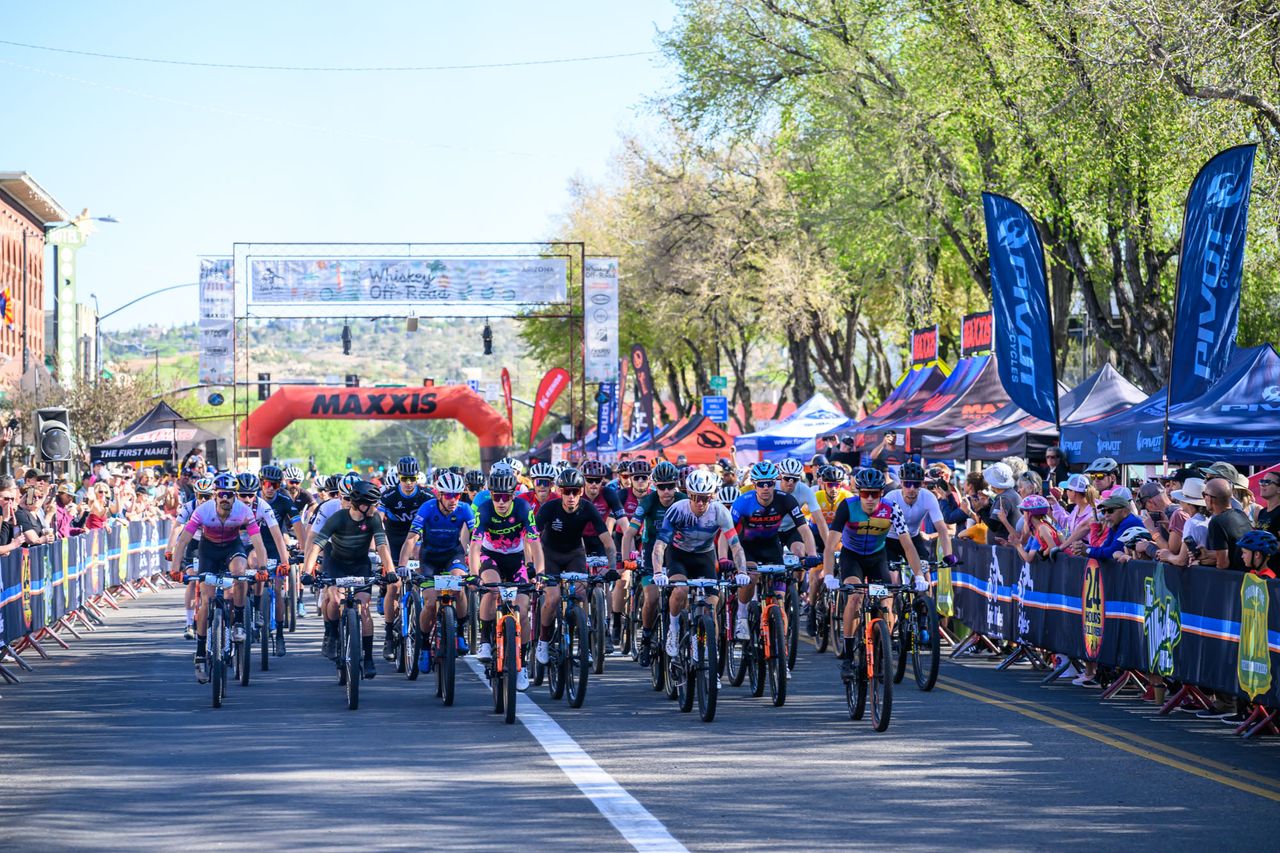 The men's pro division on the start in Prescott, Arizona for 2023 Whiskey Off-Road