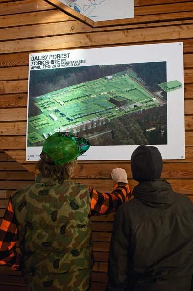 Doddy checks out the trail map in the centre.