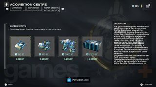Helldivers 2 Super Credits in microtransaction store