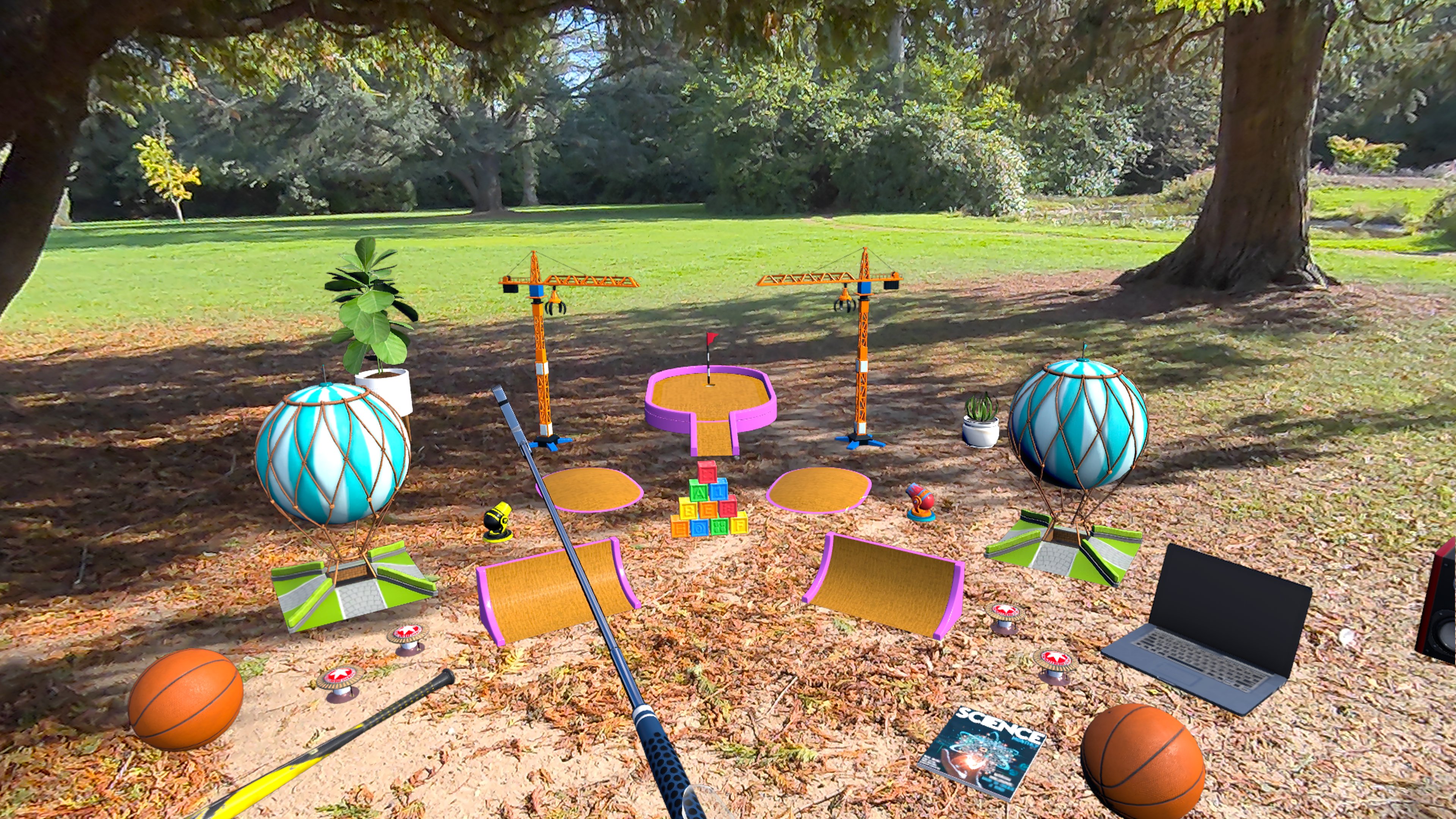 House of Golf VR, 3D models seen over rooms in a home