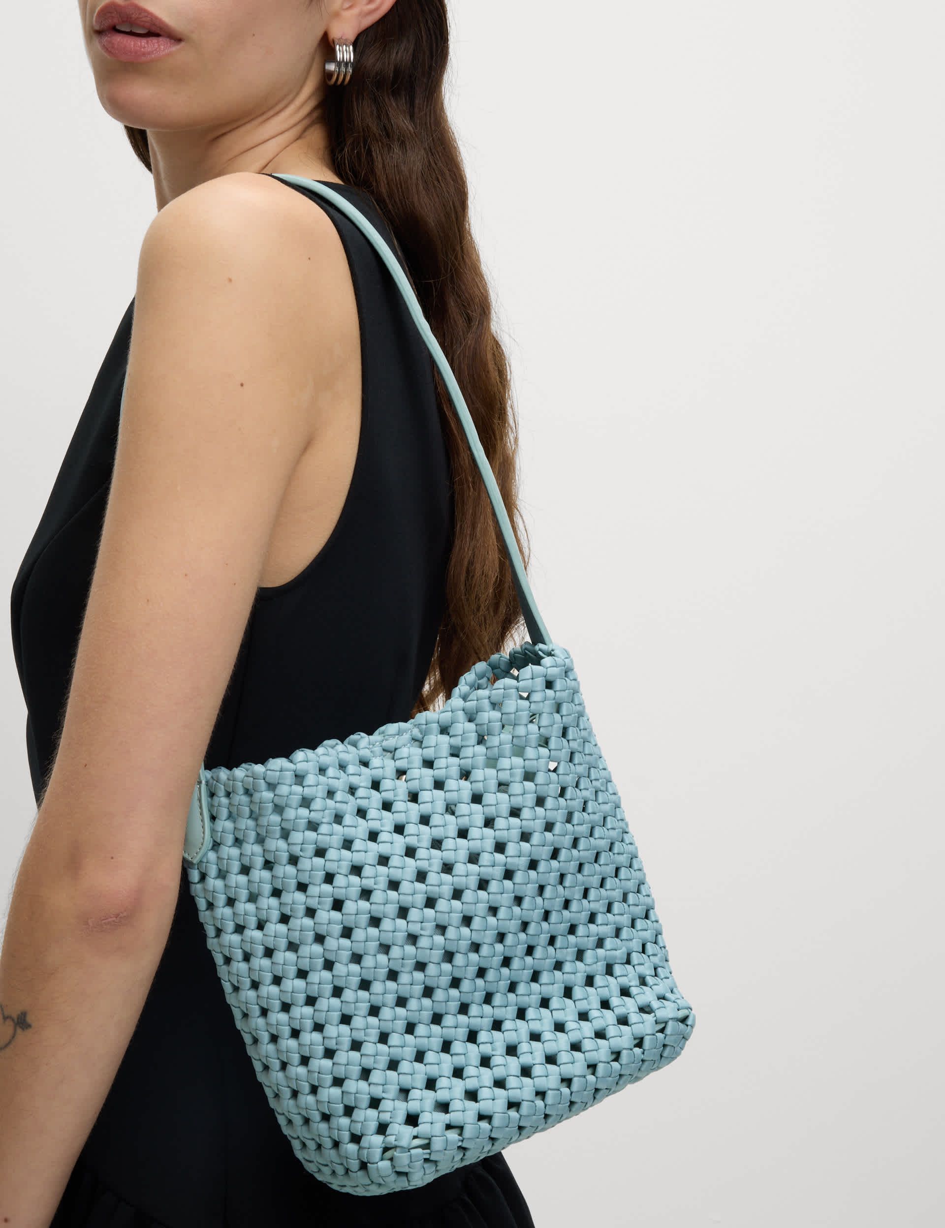 Woven Shoulder Tote Bag