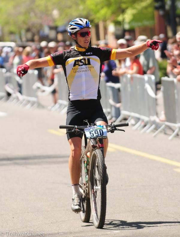 Ryan Petry finishing second in the "geared" divison