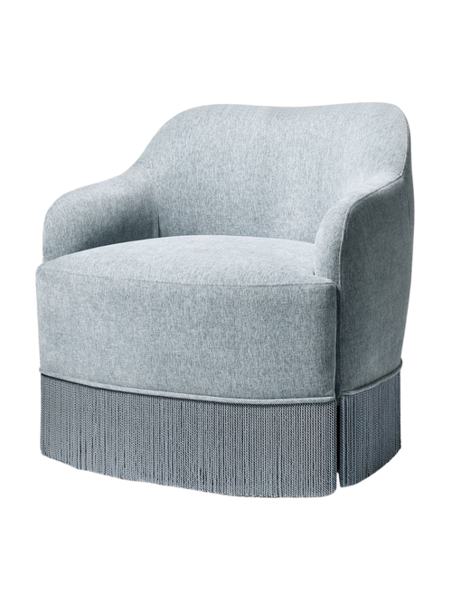 Upholstered Swivel Accent Chair With Fringe 