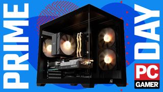 An Andromeda Insights AMD Spectra gaming PC on a custom PC Gamer Prime Day background.