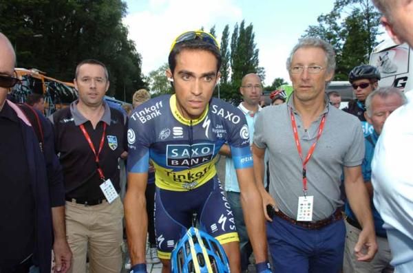 Alberto Contador (Saxo Bank-Tinkoff Bank) making his return from to racing at the Eneco Tour.